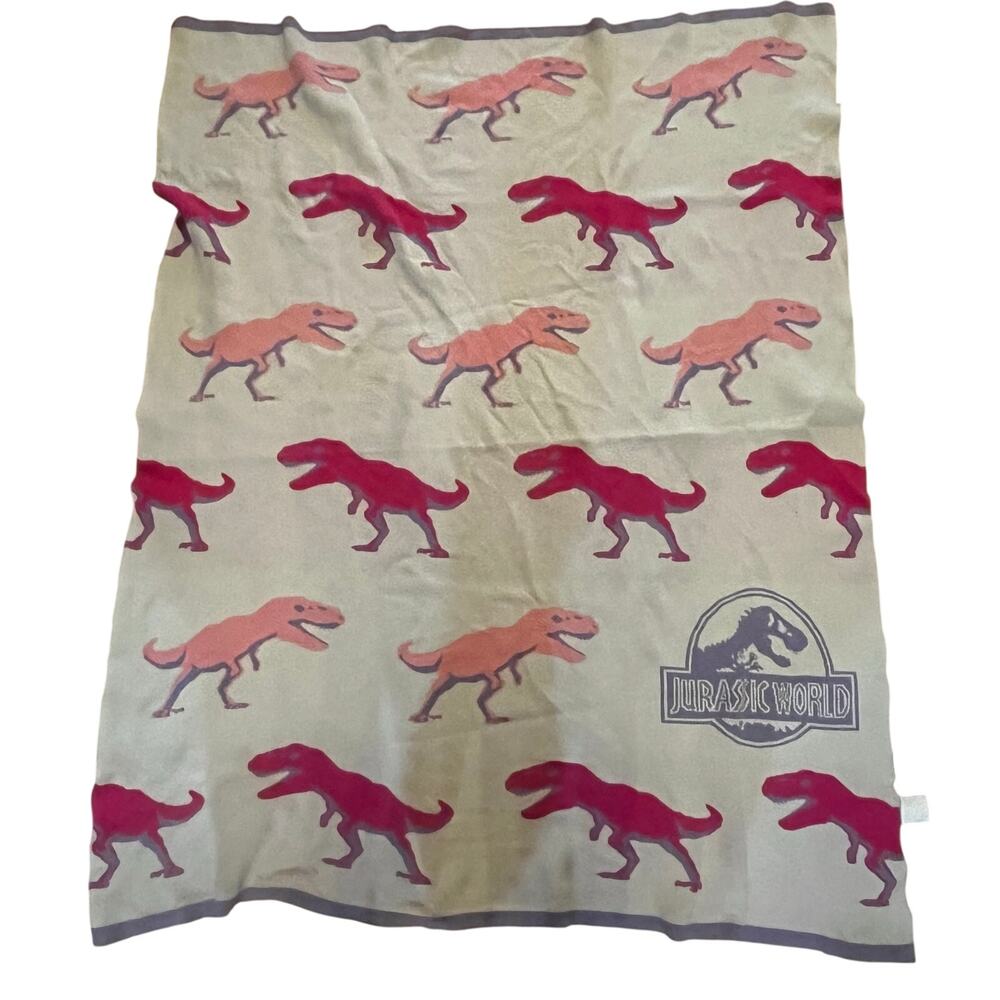 Jurassic World Dinosaur Throw Blanket Pink T-Rex Pink‎ Purple Decor 58x39
